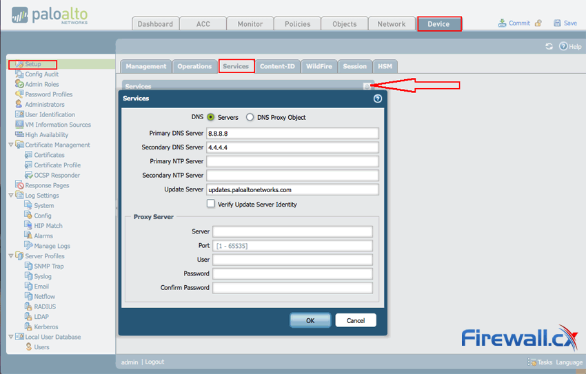Configuring DNS Settings on Palo Alto Networks firewall