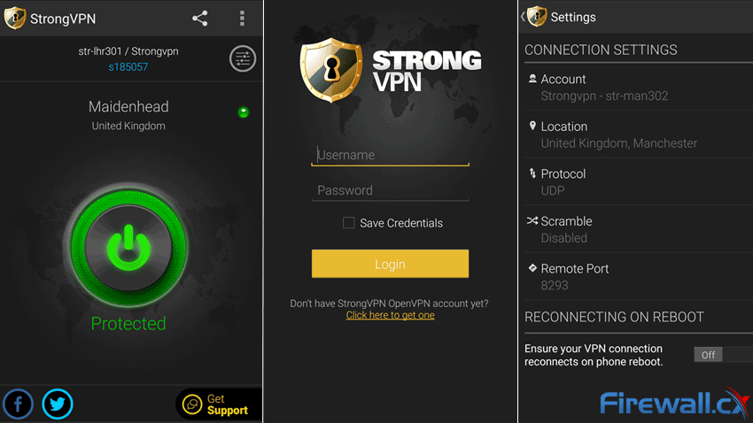 StrongVPN Mobile client - Great looking interface with heaps of options