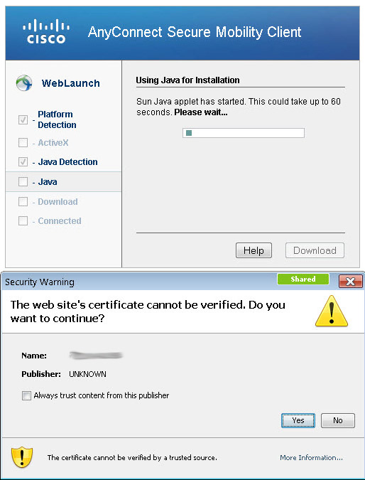 certificate validation failure cisco anyconnect