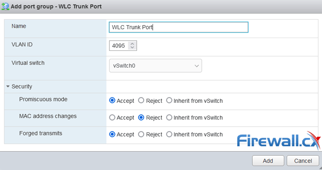 cisco 9800-CL wireless cloud controller - esxi port group - trunk port configuration