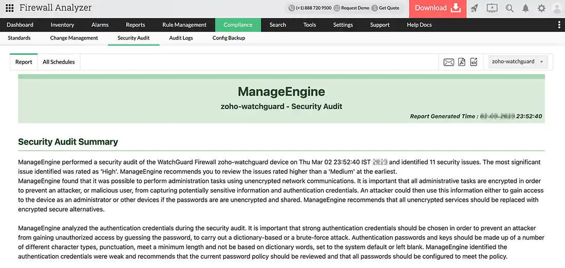 ManageEngine - Firewall Analyzer - Security Audits