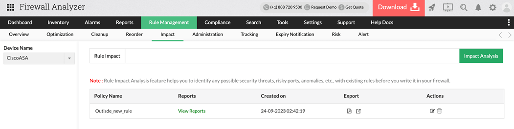 Firewall policy audit pre-change impact analysis