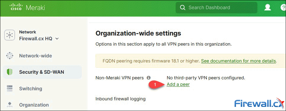 Adding a Non-Meraki VPN peer on Meraki MX