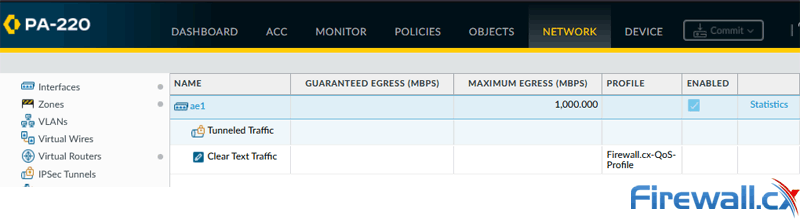 Palo Alto Firewall - QoS policy applied to an interface