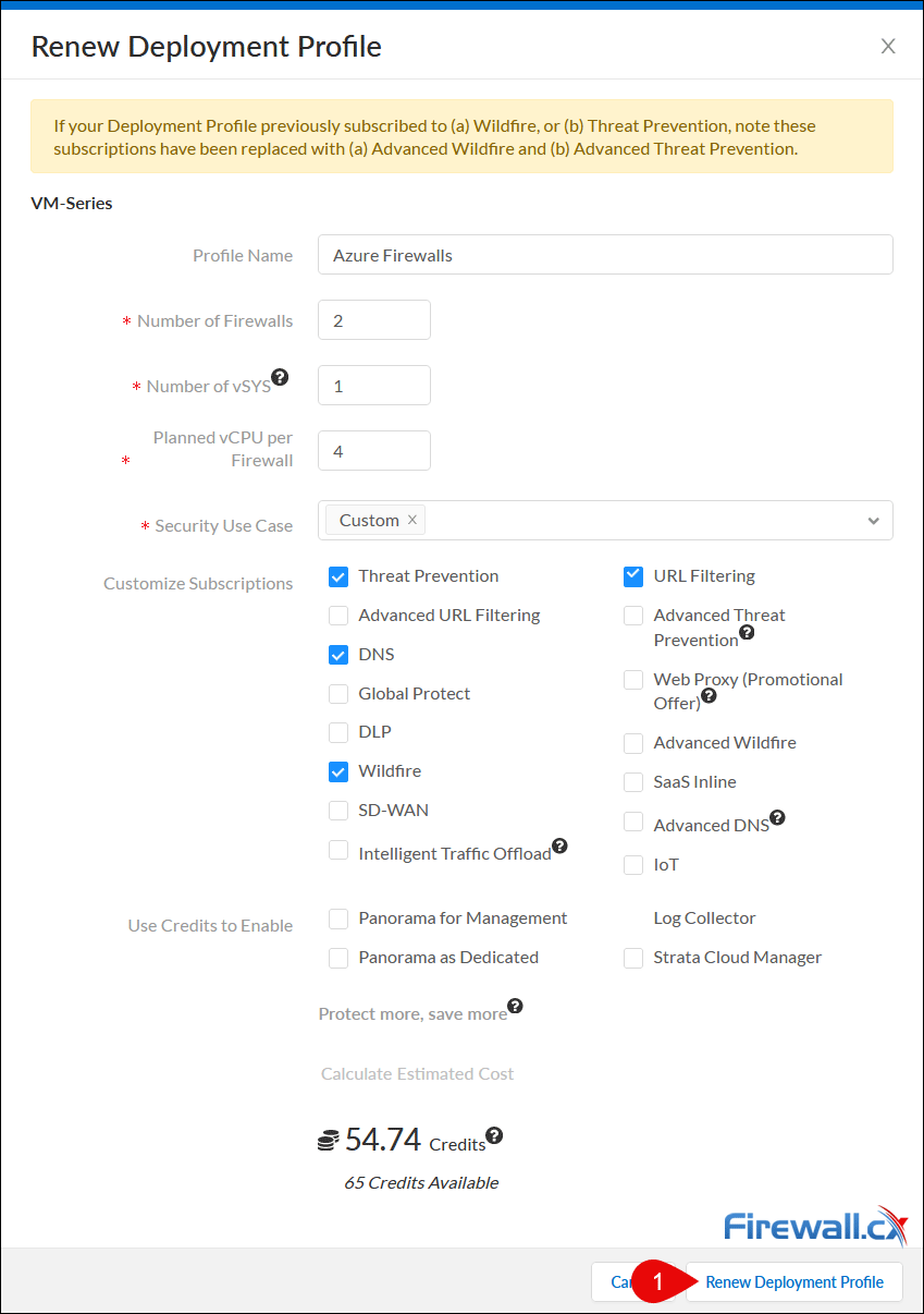 Palo Alto Networks - Renew Deployment Profile