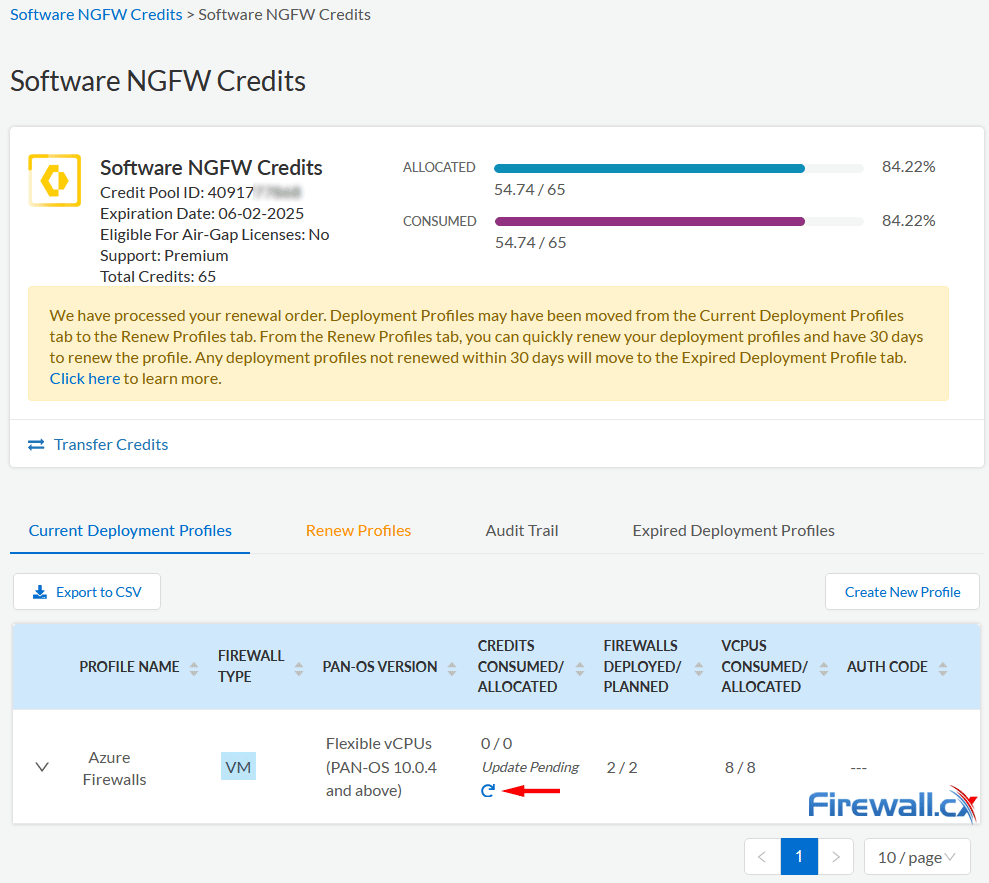 Palo Alto Networks - Deployment Profile Successfully Renewed