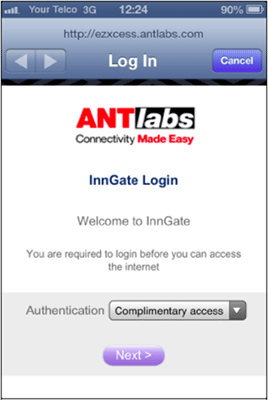 Antlab's Inngate Wi -Fi Client Page